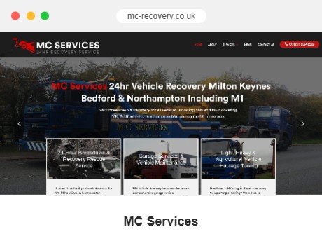 MC Services vehicle recovery website