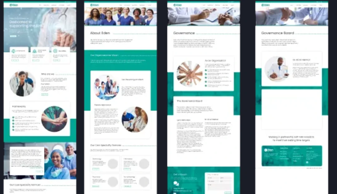 Eden Clinical Services page designs presented as a prototype by Web Design MK
