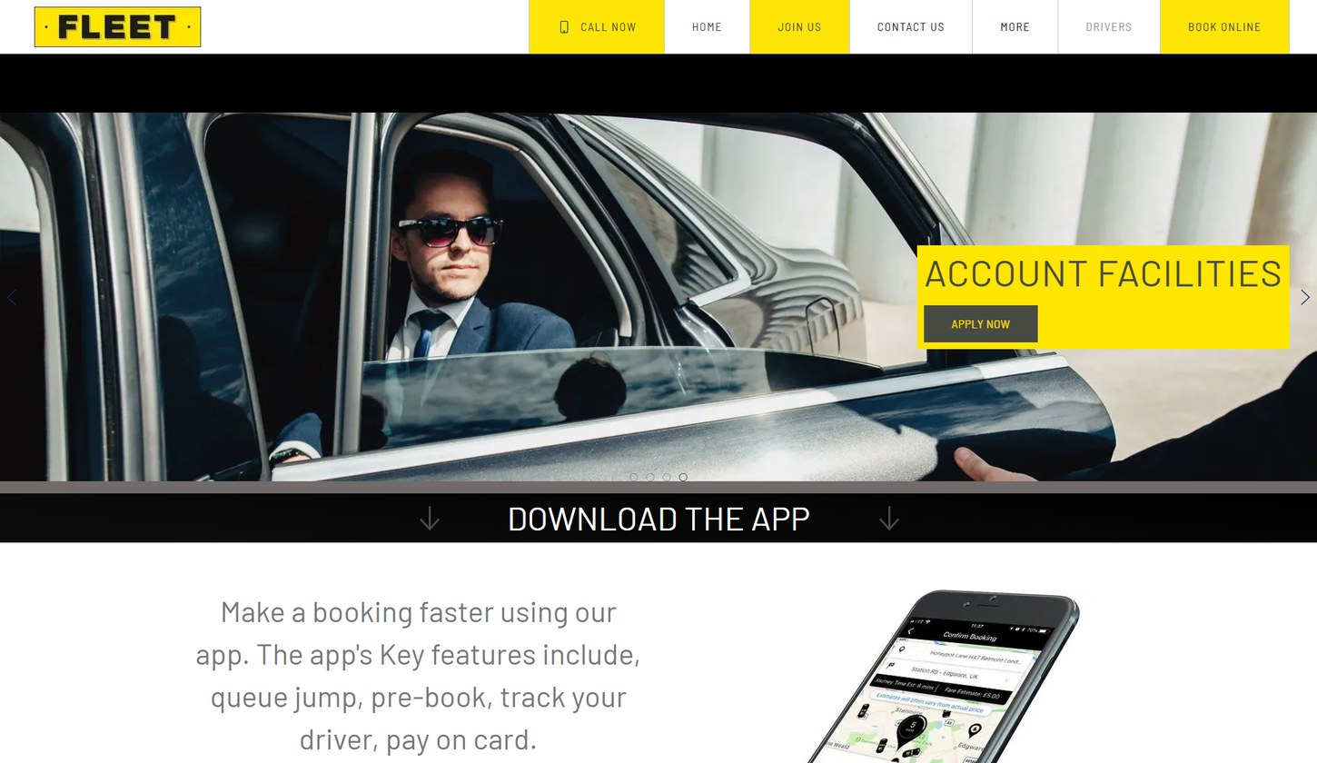 Fleet Cars old website homepage before the redesign