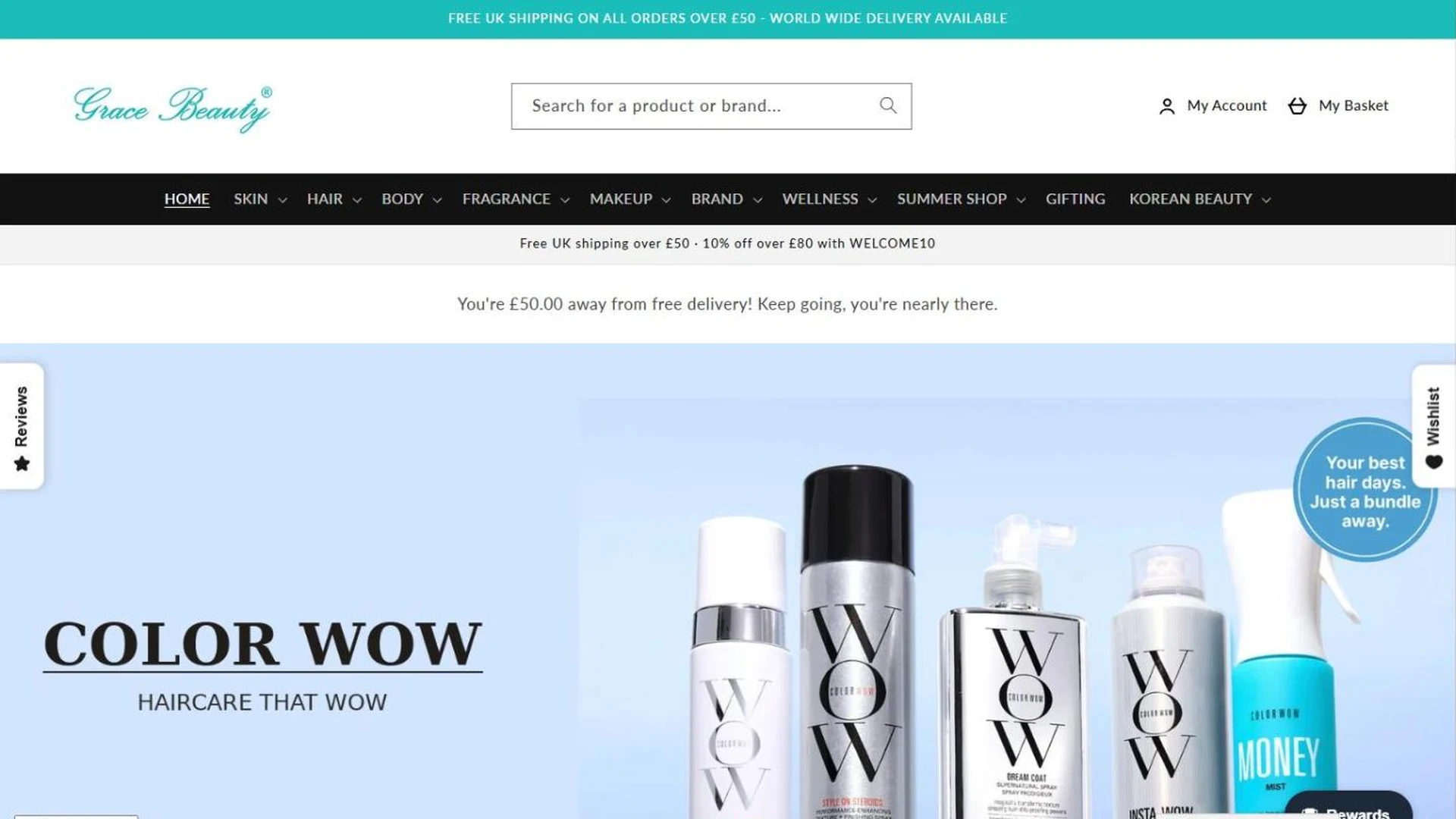 Grace Beauty Box Shopify website homepage design by Web Design MK